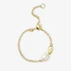 Vianna - 18Ct Gold, Single Pearl And Gold Bead Chain Ring^The Alkemistry Clearance