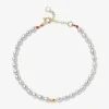 Vianna - 18Ct Gold, Small Grey Pearl And Gold Bead Anklet^The Alkemistry Shop