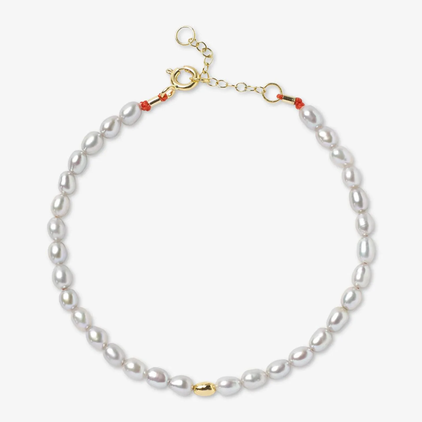 Vianna - 18Ct Gold, Small Grey Pearl And Gold Bead Anklet^The Alkemistry Shop