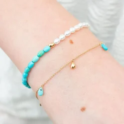 Vianna - 18Ct Gold, Turquoise And Pear Drop Bracelet^The Alkemistry Clearance