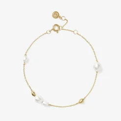 Vianna - 18Ct Gold, White Pearl And Gold Bead Chain Bracelet^The Alkemistry Fashion