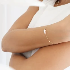 Vianna - 18Ct Gold, White Pearl And Gold Bead Chain Bracelet^The Alkemistry Fashion