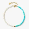 Vianna - 18Ct Gold, White Pearl, Turquoise And Gold Bead Bracelet^The Alkemistry Best