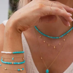 Vianna - 18Ct Gold, White Pearl, Turquoise And Gold Bead Bracelet^The Alkemistry Best