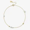 Vianna - 18Ct Gold, White Pearl And Gold Bead Chain Anklet^The Alkemistry Store