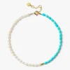 Vianna - 18Ct Gold, White Pearl, Turquoise And Gold Bead Anklet^The Alkemistry Cheap