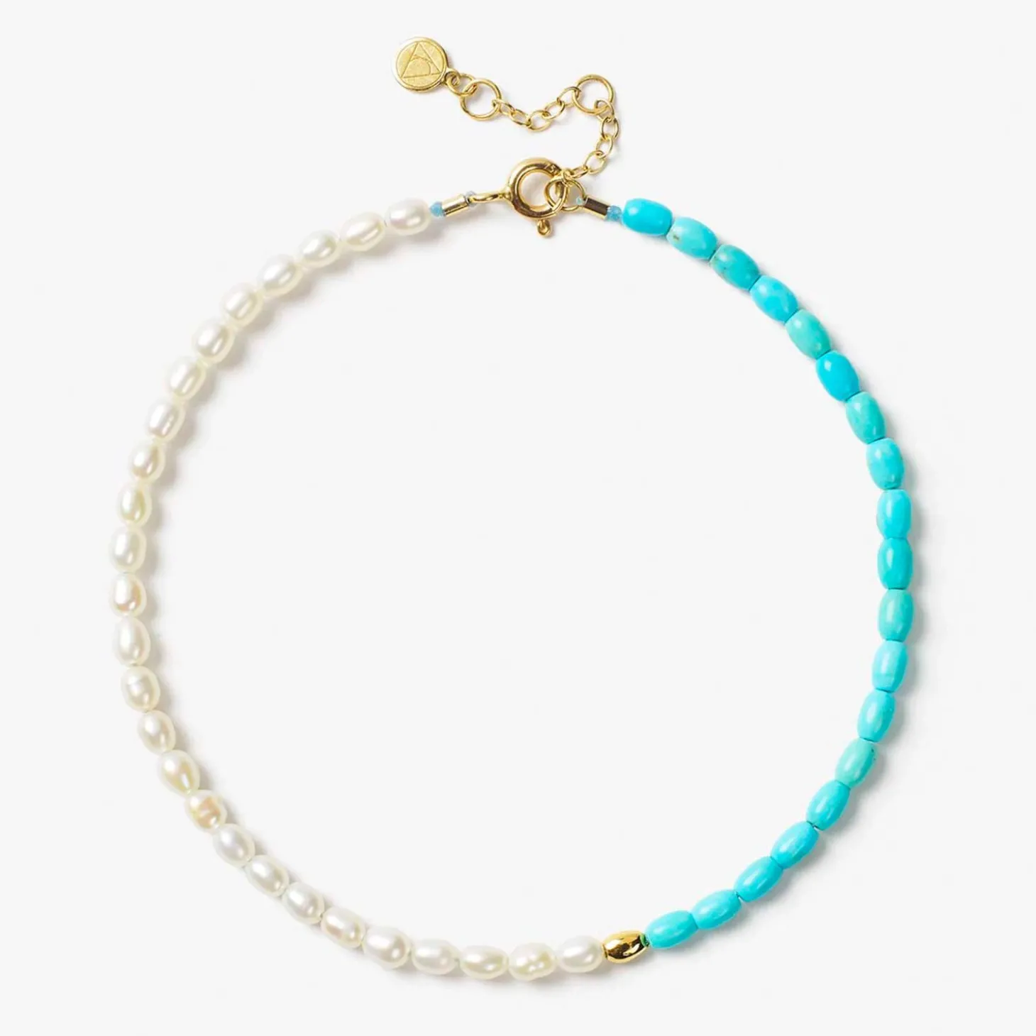 Vianna - 18Ct Gold, White Pearl, Turquoise And Gold Bead Anklet^The Alkemistry Cheap