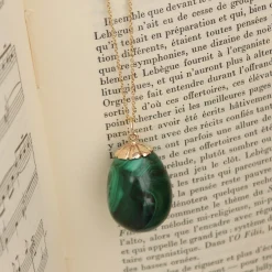 Vintage - 9Ct Gold, Malachite Egg Necklace^The Alkemistry Discount