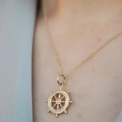 Vintage - 18Ct Gold, Nautical Wheel Charm Necklace Circa 1968^The Alkemistry Best Sale