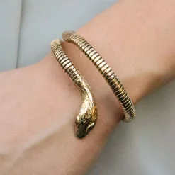 Vintage - 9Ct Gold, Snake Cuff Bangle Bracelet Circa 1974^The Alkemistry Store
