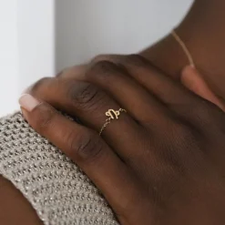 Zodiac - 18Ct Gold, Star Sign Chain Adjuster Ring^The Alkemistry Discount