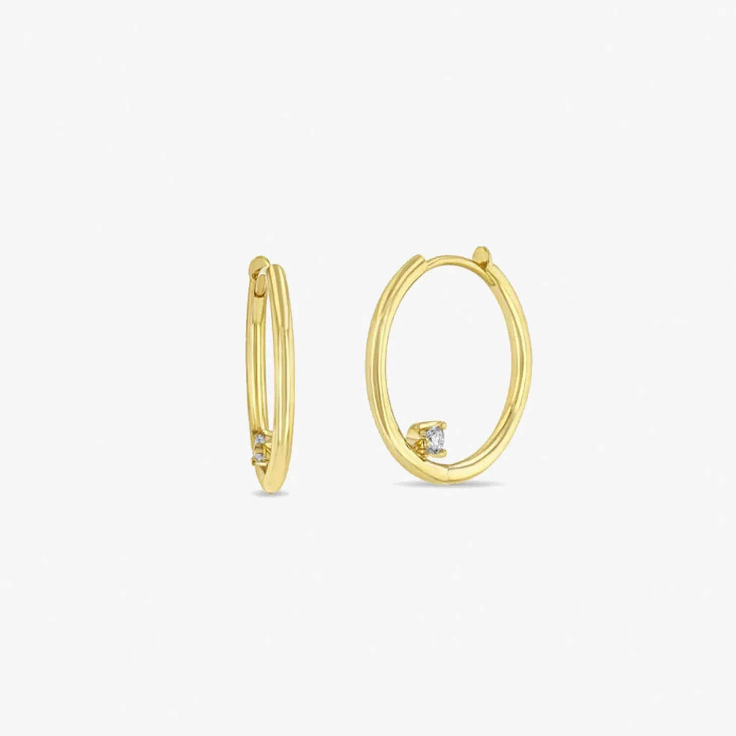 Zoe Chicco 14Ct Yellow Gold And Diamond Inner Hoop Earrings(Single)^The Alkemistry Fashion